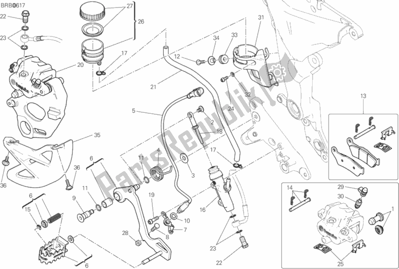 Todas las partes para Sistema De Frenado Trasero de Ducati Multistrada 1200 Enduro Touring Pack Brasil 2018